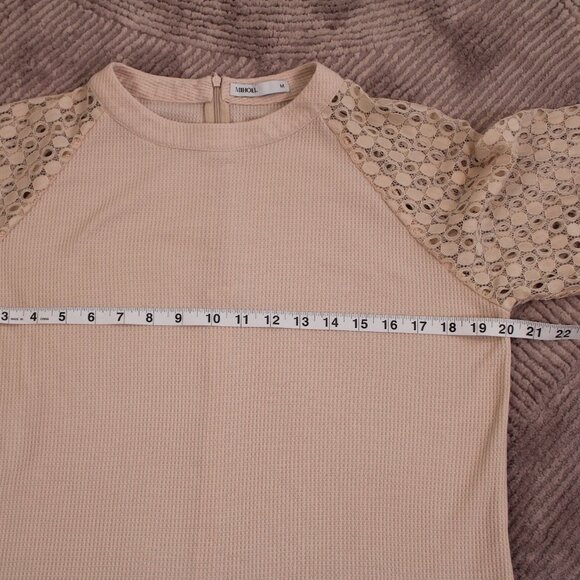 MIHOLL Women’s Long Sleeve Lace Casual Loose Blouses T Shirts Medium - Picture 9 of 13